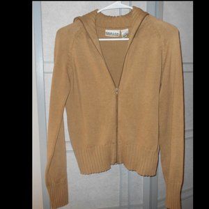 Cotton zip cardigan with ribbed collar sz M